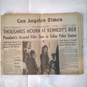 Thousands Morn At Kennedy's Bier L.A. Times Newspaper November 25, 1963 Original